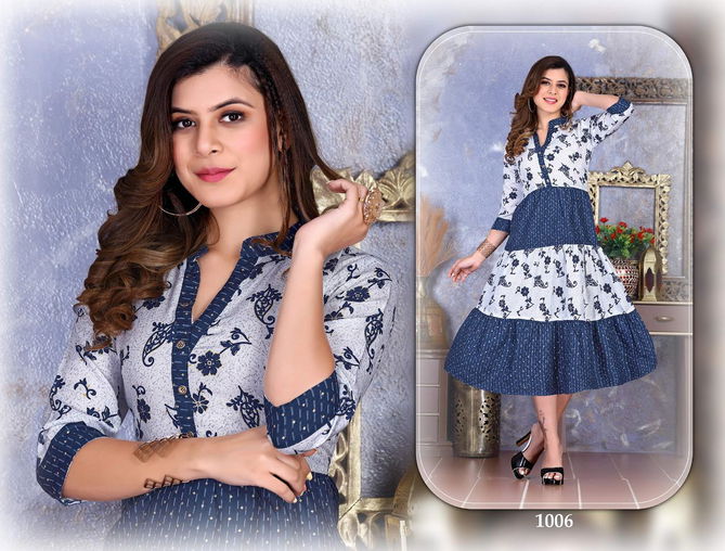 Beauty Queen Lime Light 1 Rayon Printed Regular Wear Anarkali Kurti Collection